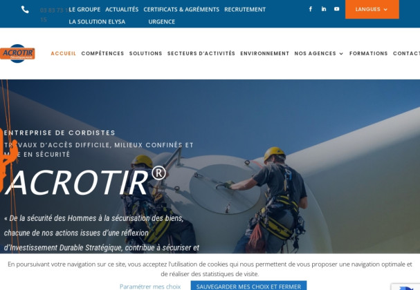 Page d'accueil du site : ACROTIR